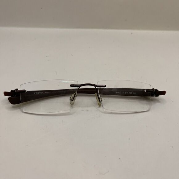 Provo Eyeglasses Rimless P0673 Brown Yellow Designer Frames Only 51-18-136 - Picture 2 of 6